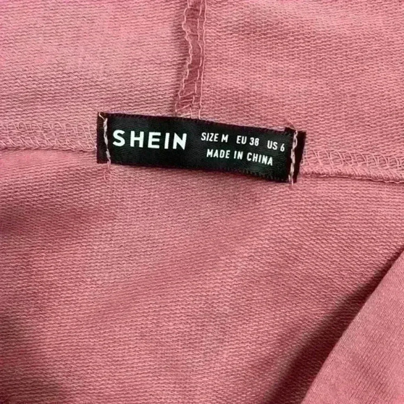 SHEIN Pink Cropped Drawstring Hoodie Size M - Picture 6 of 9